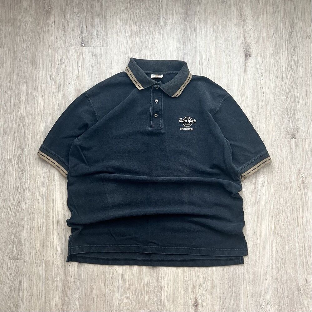 Vintage Hard Rock Cafe Toronto Canada Mens Polo Shirt Size L 90s Y2K Embroidered